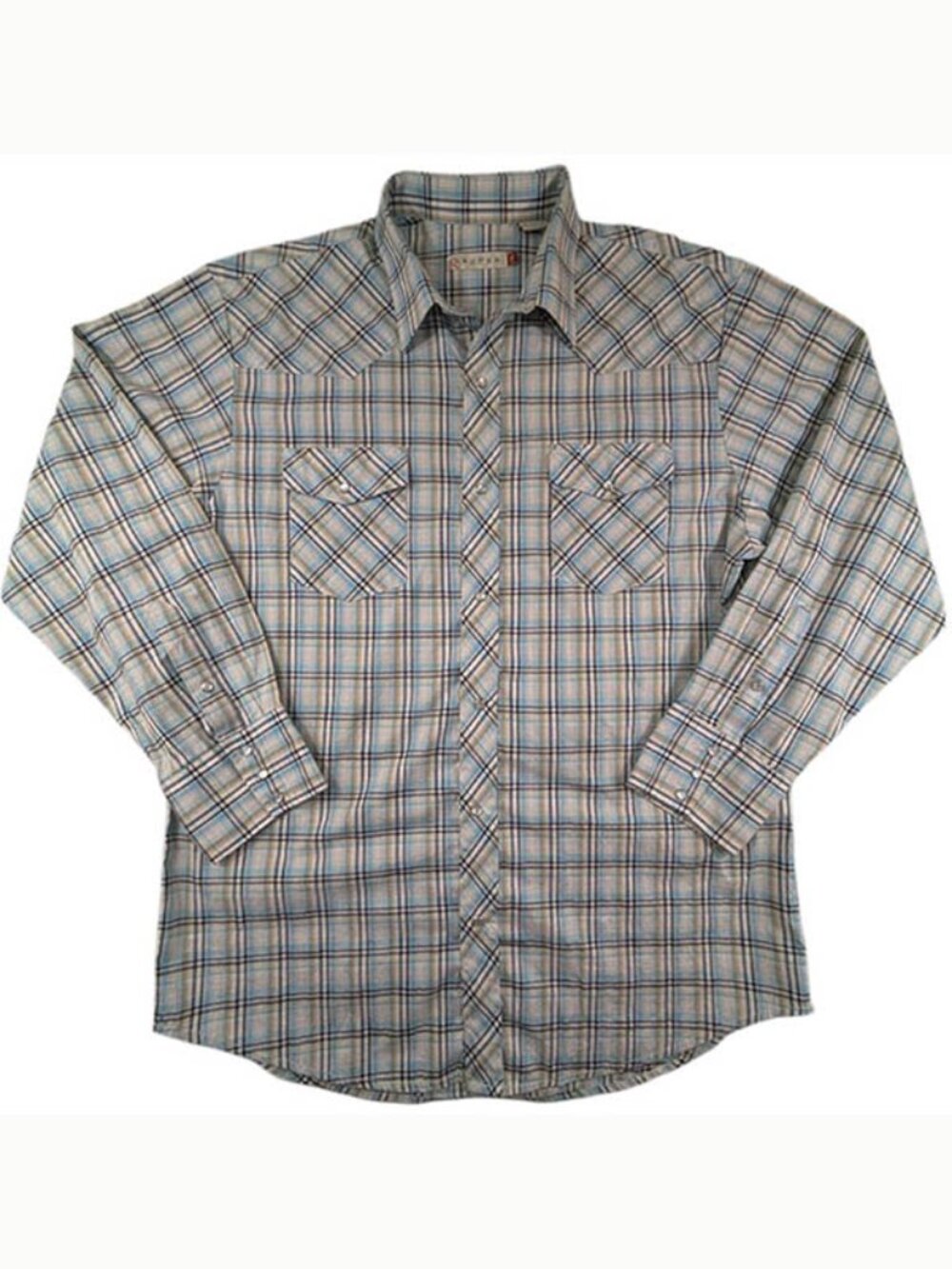 Roper Pearl Snap Western Shirt Mens 2XL Green Black Plaid Rodeo‎ Cowboy Pockets